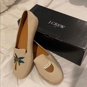 NWT JCREW CANVAS PALM TREE ESPADRILLES